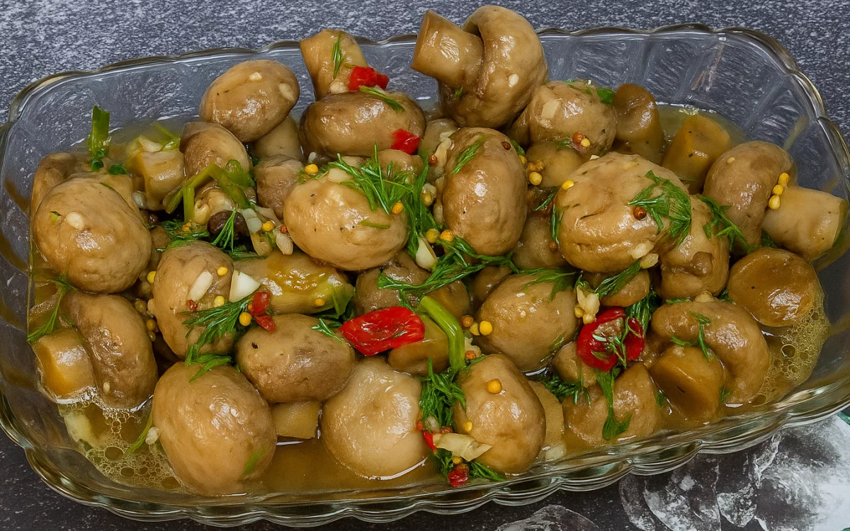 საუცხოო მარინადირებული შამპინიონები 15 წუთში (საკუთარ წვენში)